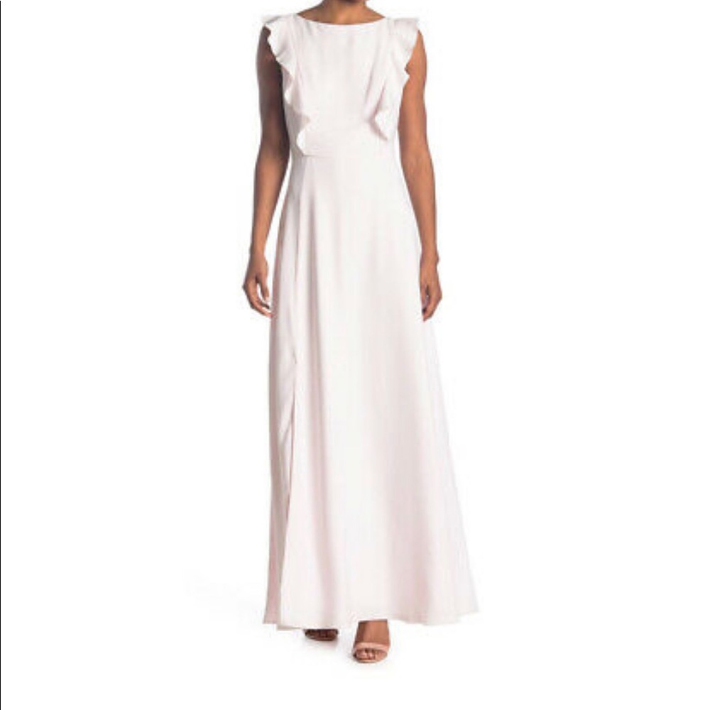 Ted Baker Ardenia Waterfall Ruffle Gown Nude SZ 4 US SIZE 12  ($395) NudePink - Picture 2 of 2